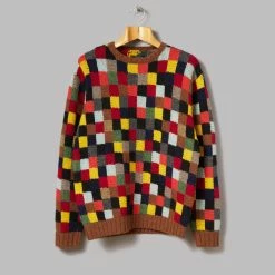 Beams Plus Patchwork Hand Knitted Crewneck