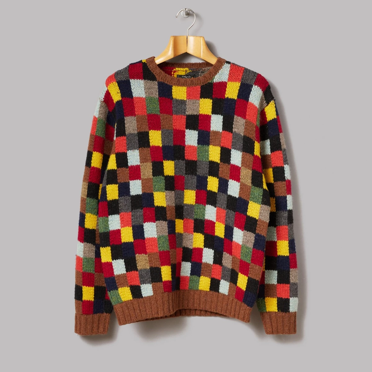 Beams Plus Patchwork Hand Knitted Crewneck